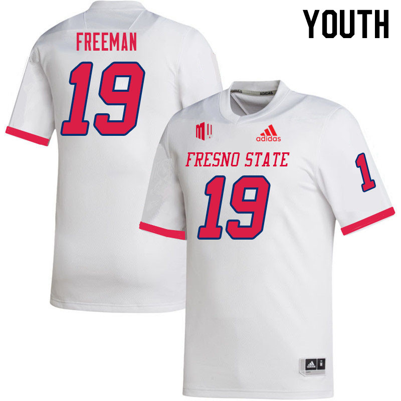 Youth #19 Josiah Freeman Fresno State Bulldogs College Football Jerseys Sale-White - Click Image to Close